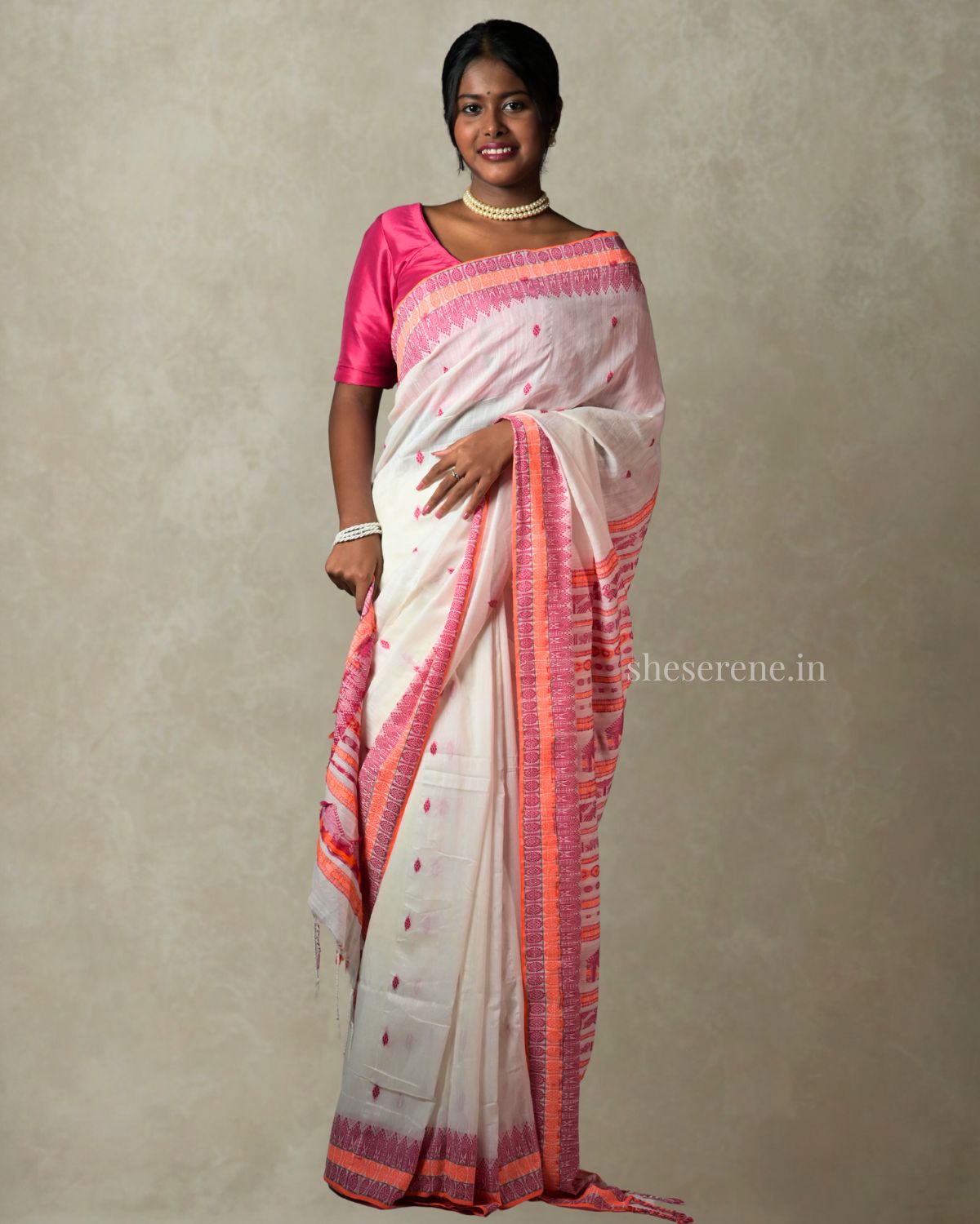 Chhaya White Khadi Cotton Saree