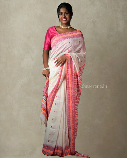 Chhaya White Khadi Cotton Saree