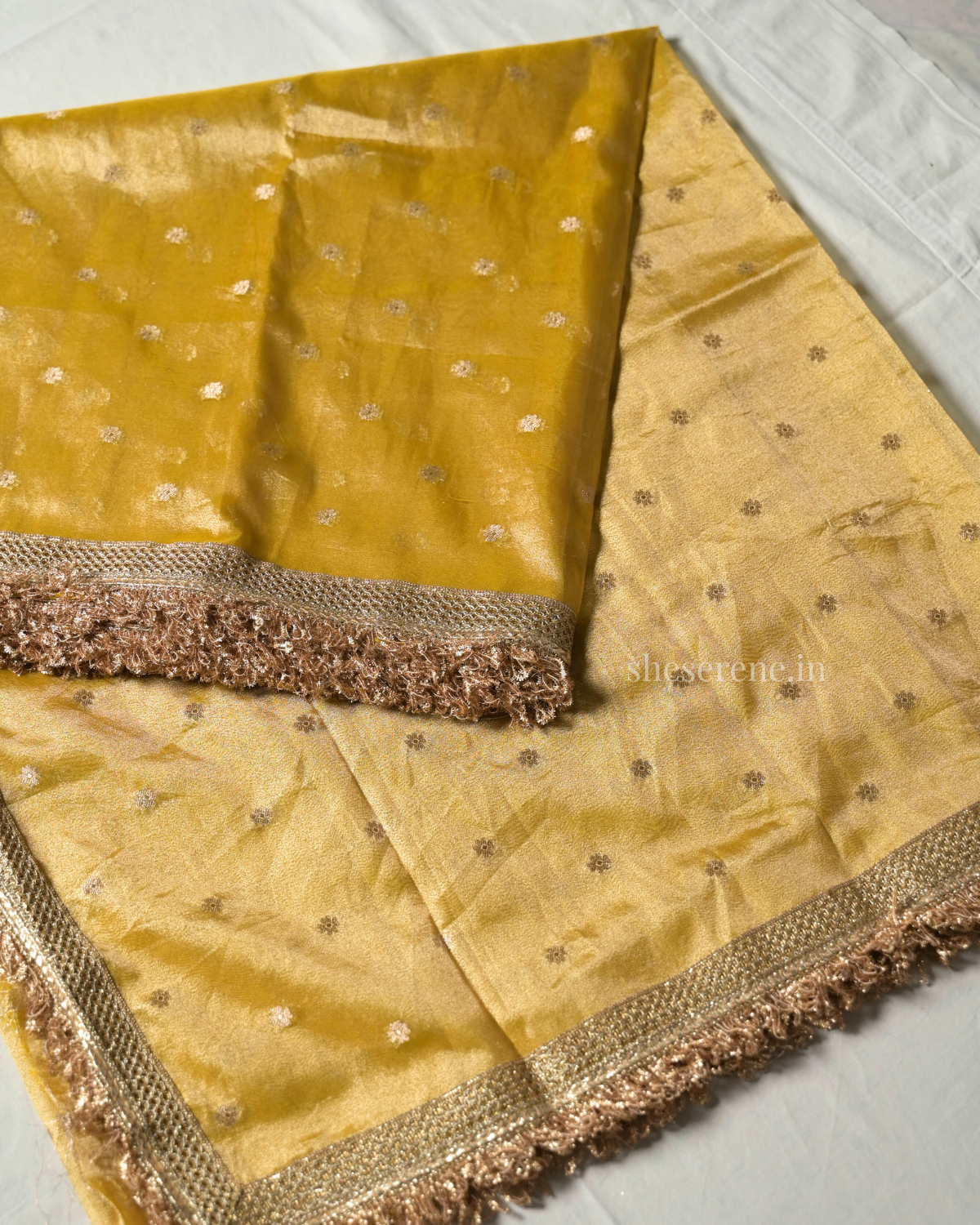 Gulnaaz Yellow Tissue Silk Saree