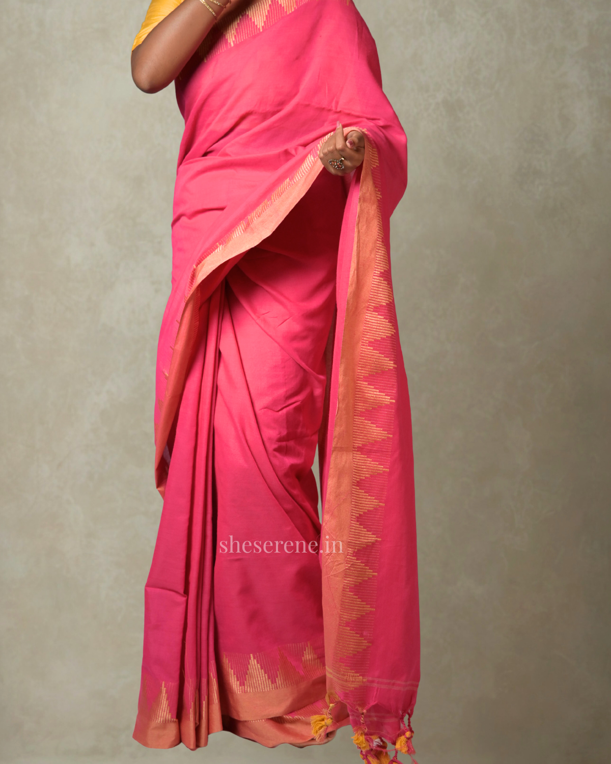 Mandira Pink Cotton Saree