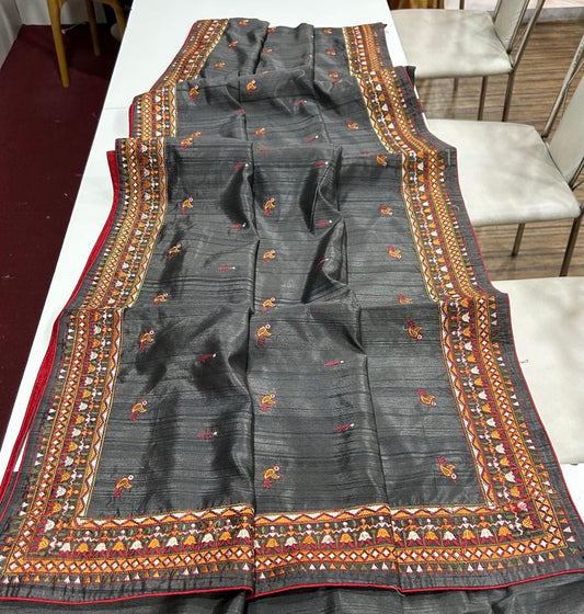 Resha Grey Tussar Saree