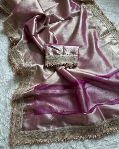 Noor Wine Tissue Silk Saree