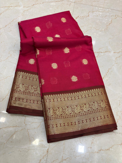 Janaki Ruby Pink Semi Katan Silk Saree