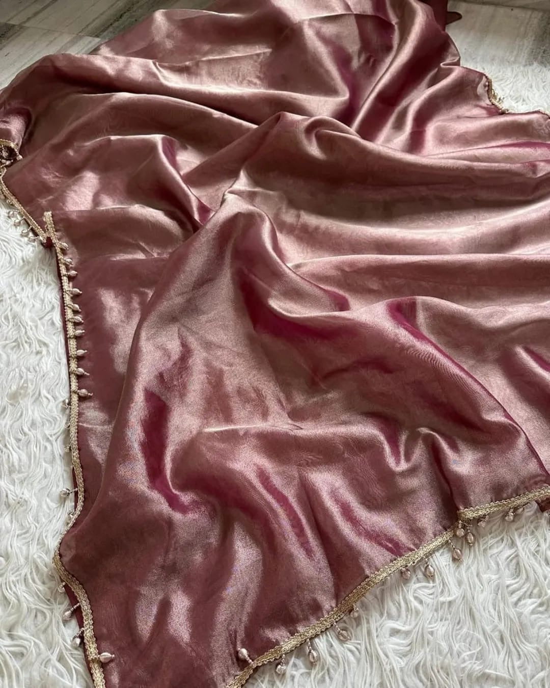 Reeva Pink Banarasi Soft Glass Tissue Silk Saree