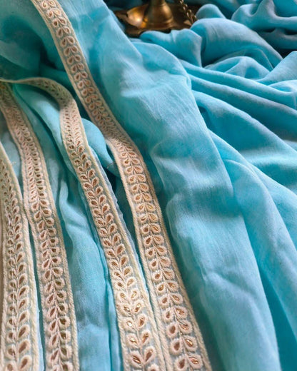 Aurya Blue Khadi Cotton Saree