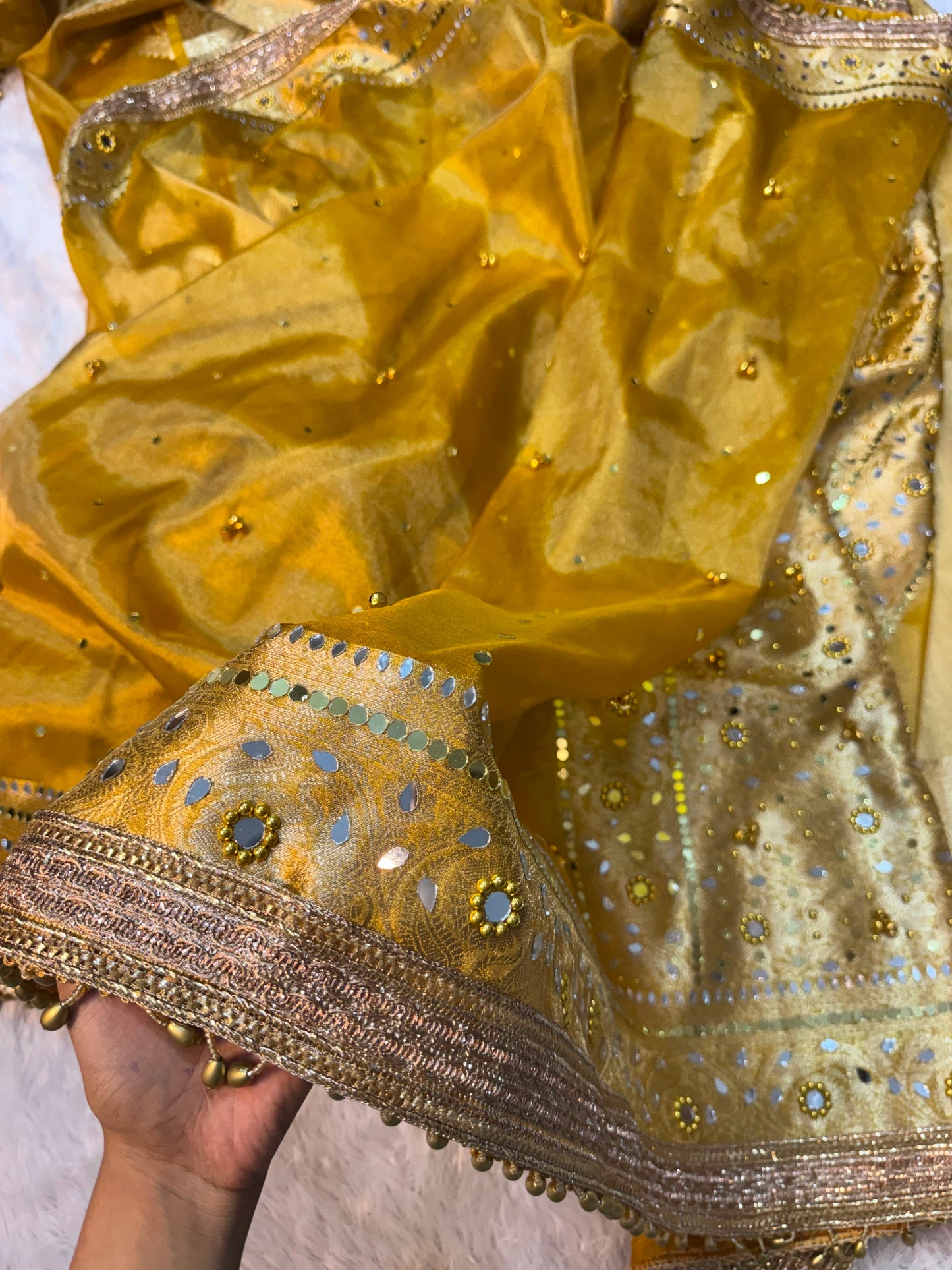 Jhanak Ghungroo Yellow Tissue Silk Saree