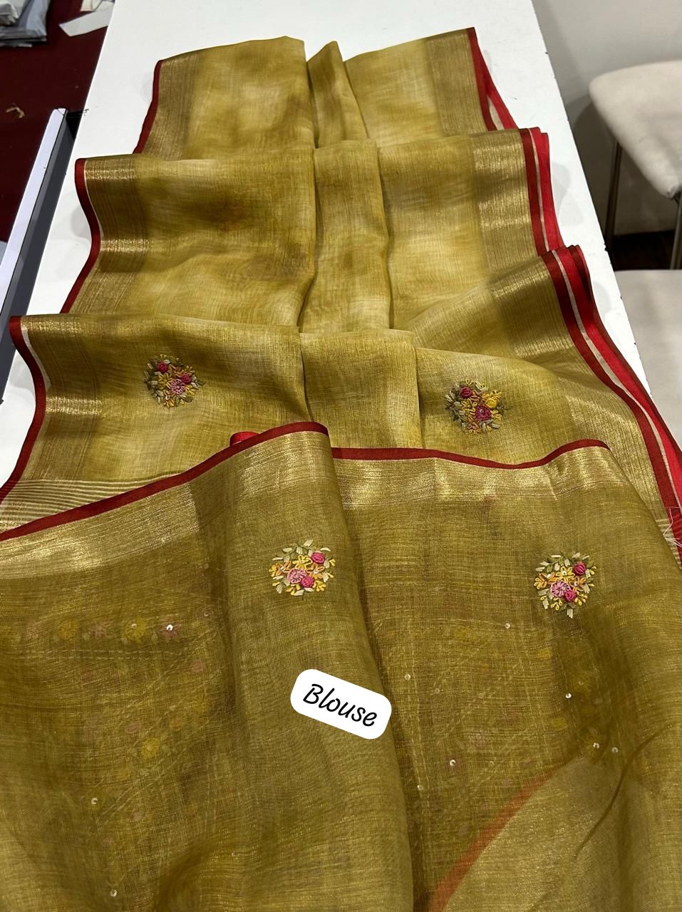 Iraah Mustard Linen Tissue Saree