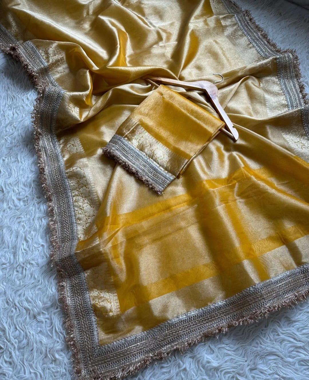 Noor Yellow Tissue Silk Saree