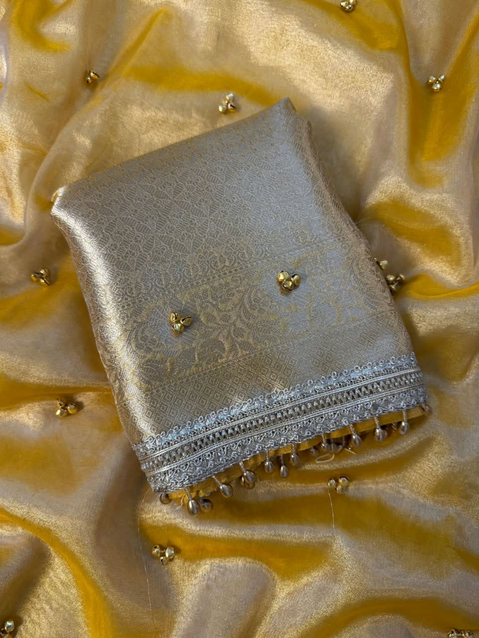 Kaya Ghungroo Yellow Tissue Silk Saree