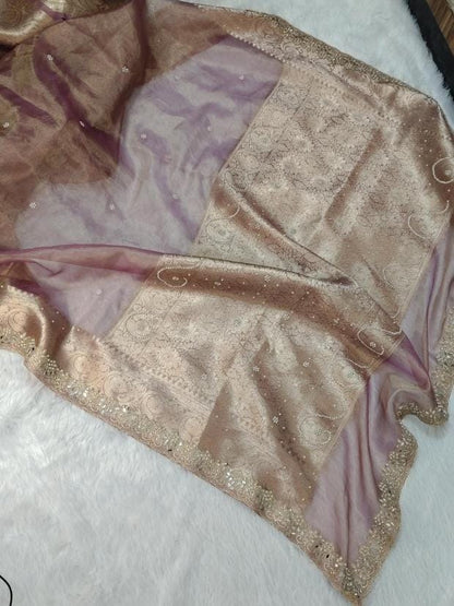 Fariha Pink Tissue Silk Saree