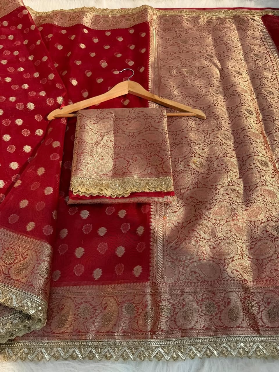 Arzoo Royal Red Tissue Silk Saree