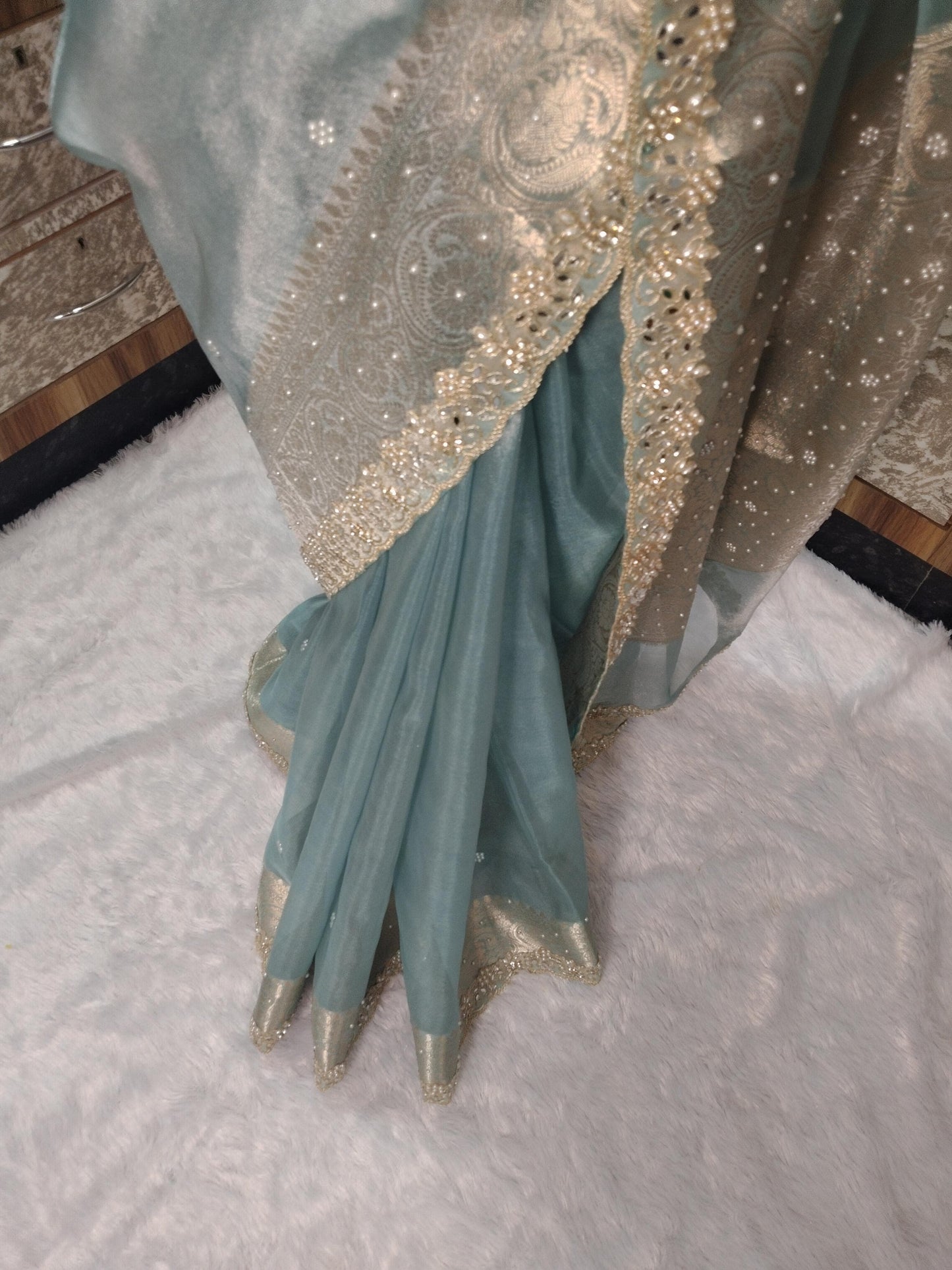 Nora Blue Tissue Silk Saree