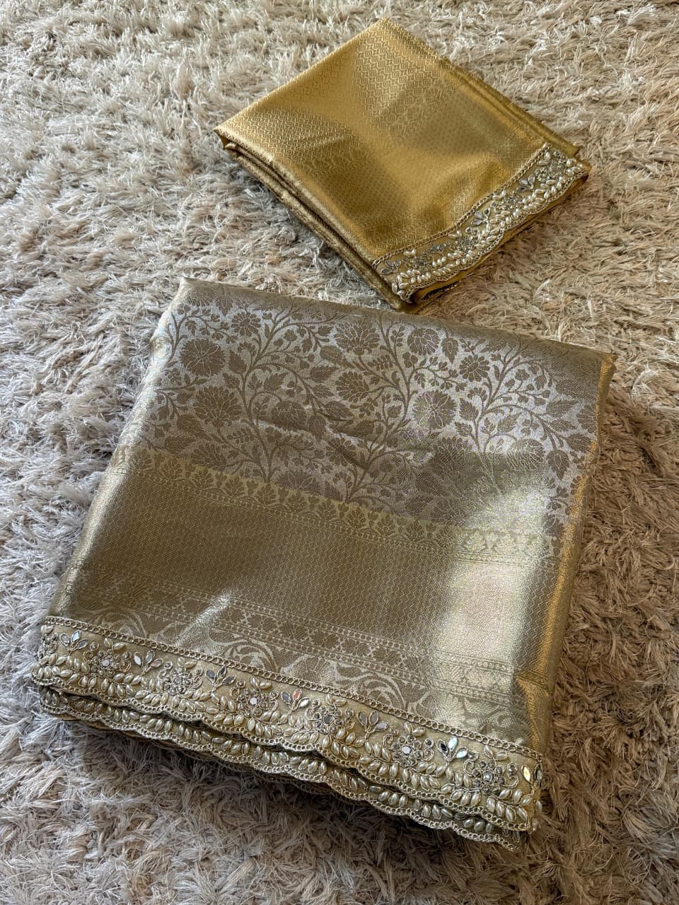 Ishara Golden Kanchi Tissue Silk