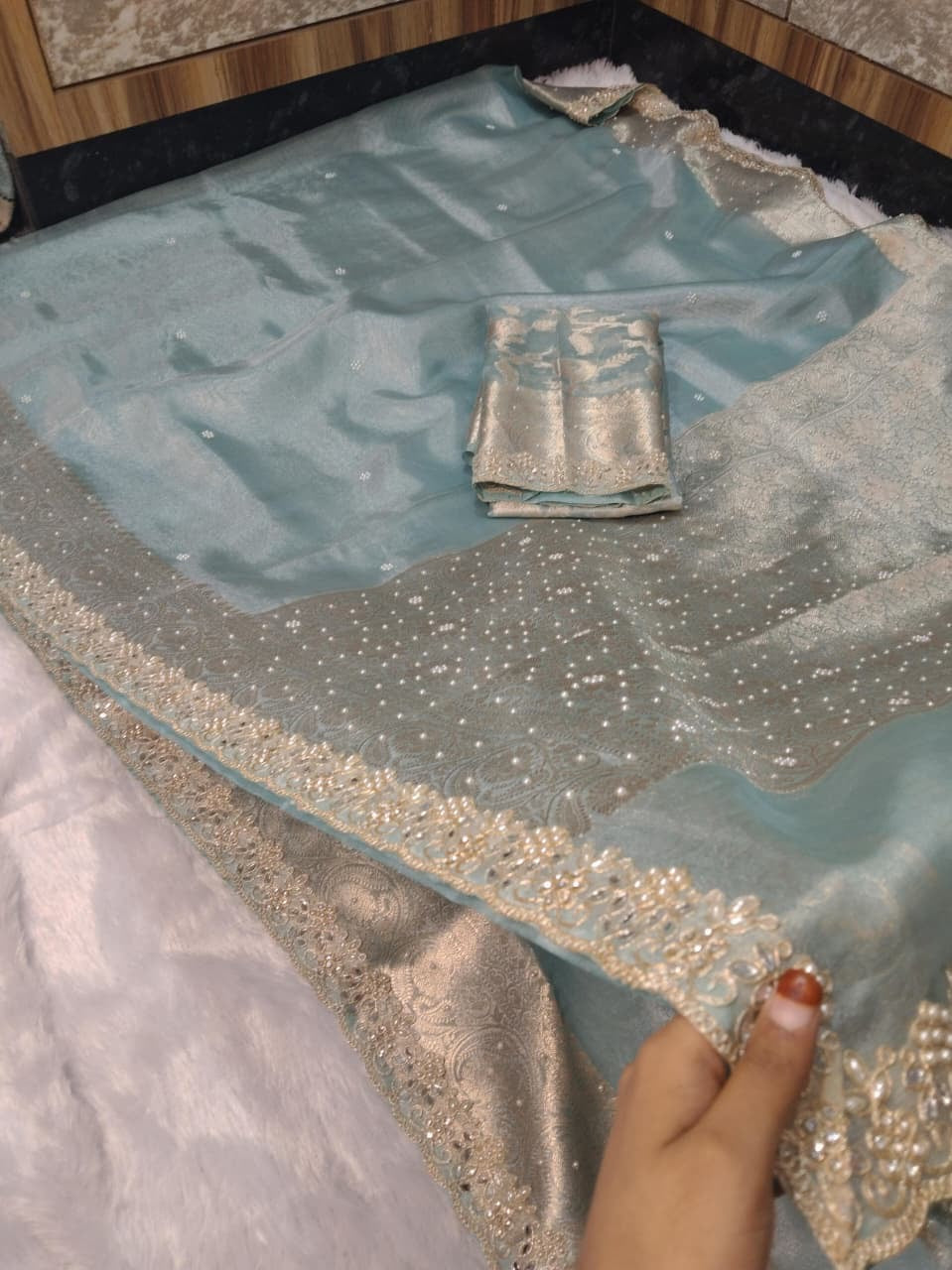 Nora Blue Tissue Silk Saree