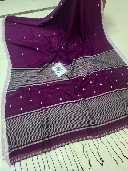 Prema Plum Pure Cotton Saree