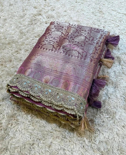 Vihana Lavender Mauve Kanjivaram Tissue Silk Saree
