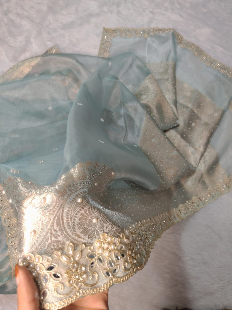 Nora Blue Tissue Silk Saree