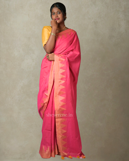 Mandira Pink Cotton Saree