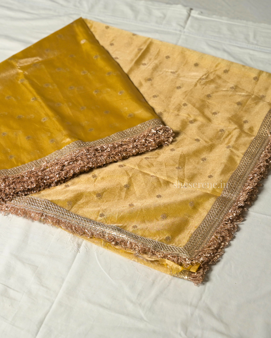 Gulnaaz Yellow Tissue Silk Saree