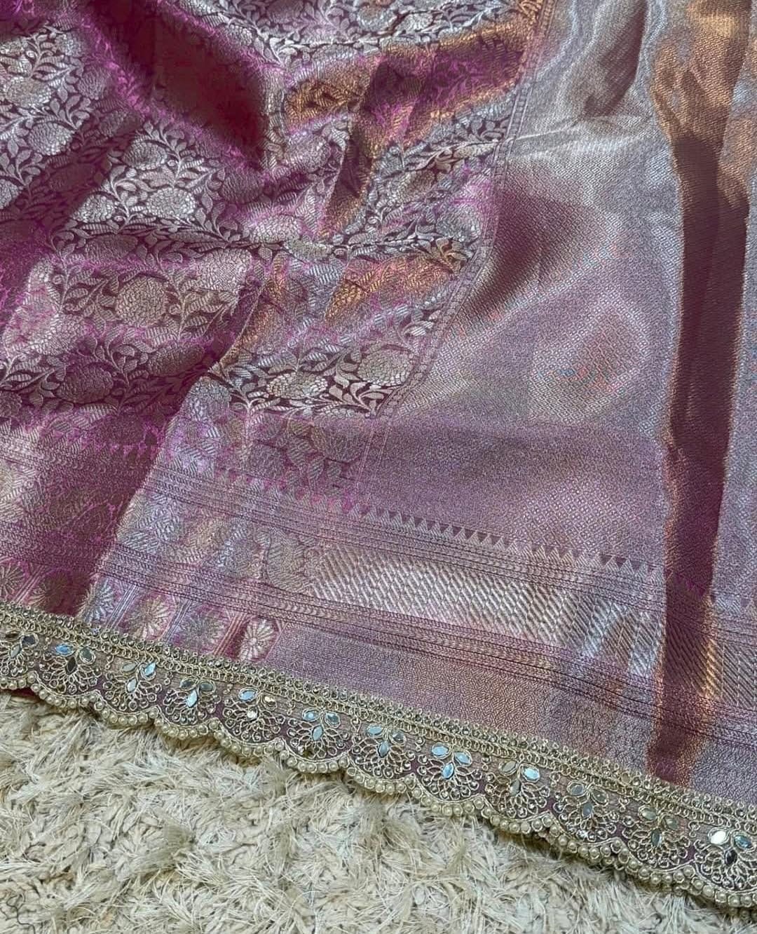 Vihana Lavender Mauve Kanjivaram Tissue Silk Saree