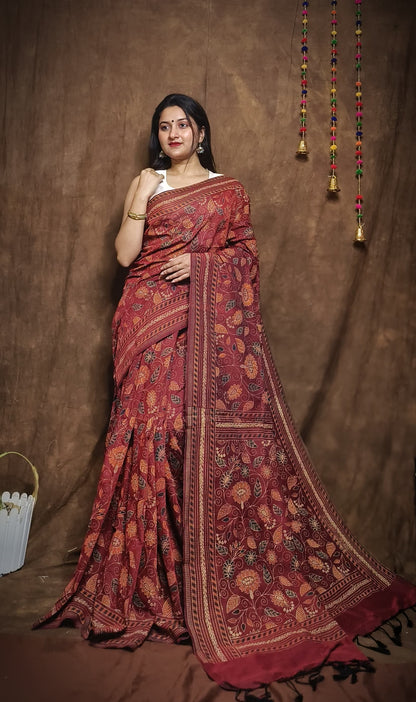 Prakriti Brown Khadi Cotton Saree