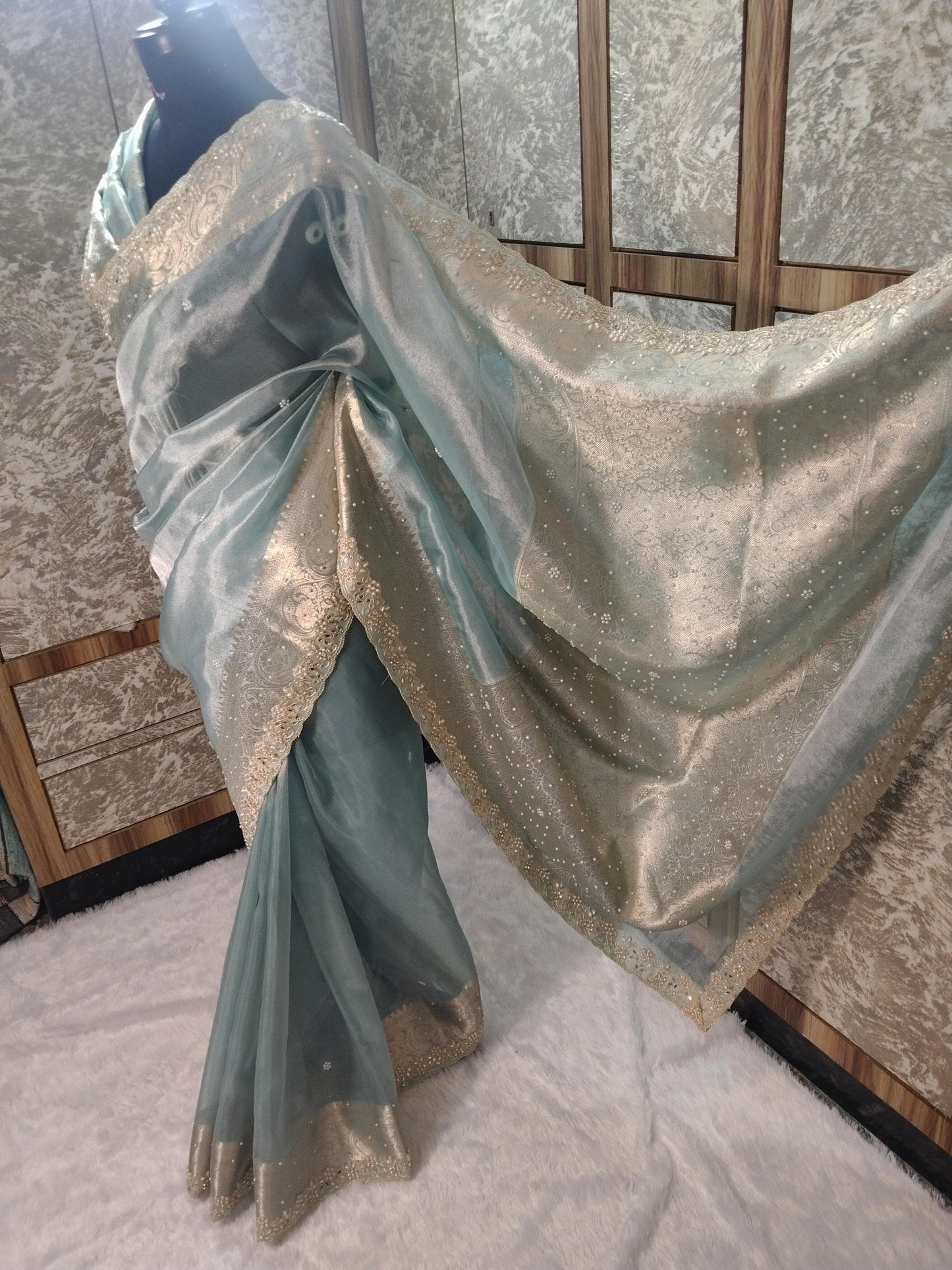 Nora Blue Tissue Silk Saree