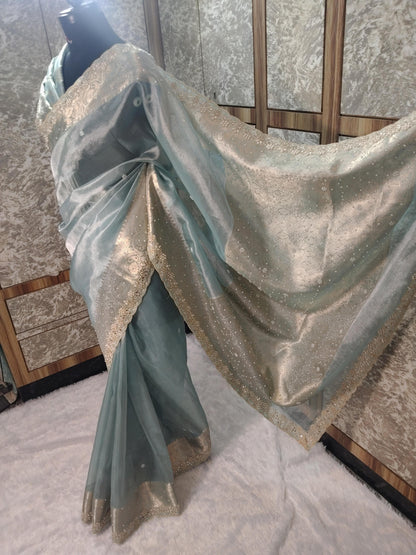 Nora Blue Tissue Silk Saree