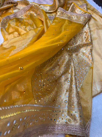 Jhanak Ghungroo Yellow Tissue Silk Saree