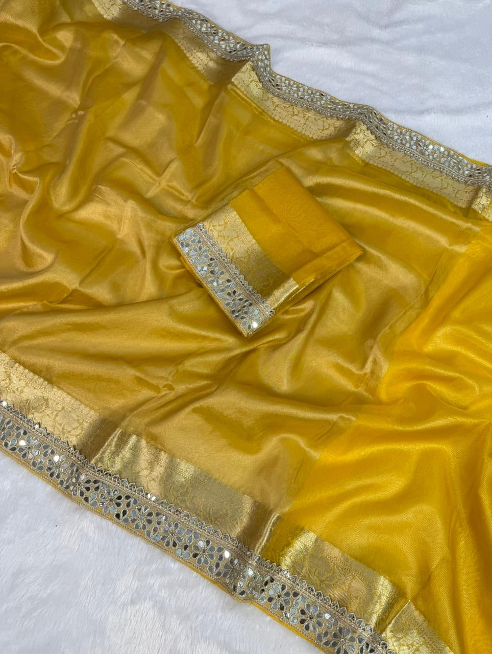 Noori Yellow Tissue Silk Saree