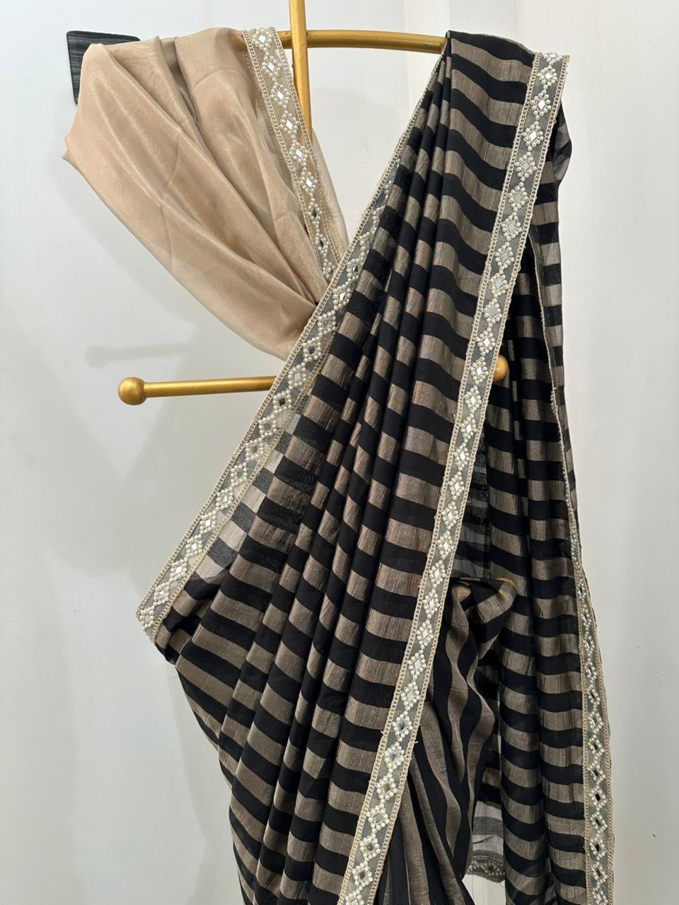 Noir Black Banarasi Soft Tissue Silk Saree