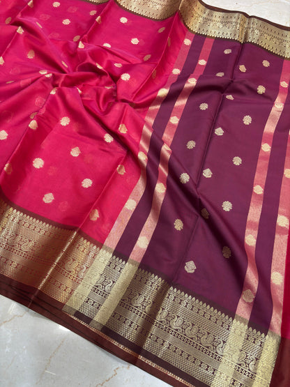 Janaki Ruby Pink Semi Katan Silk Saree