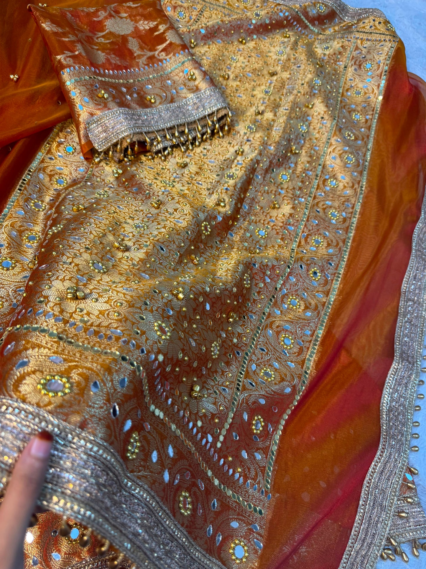 Jhanak Ghungroo Orange Tissue Silk Saree