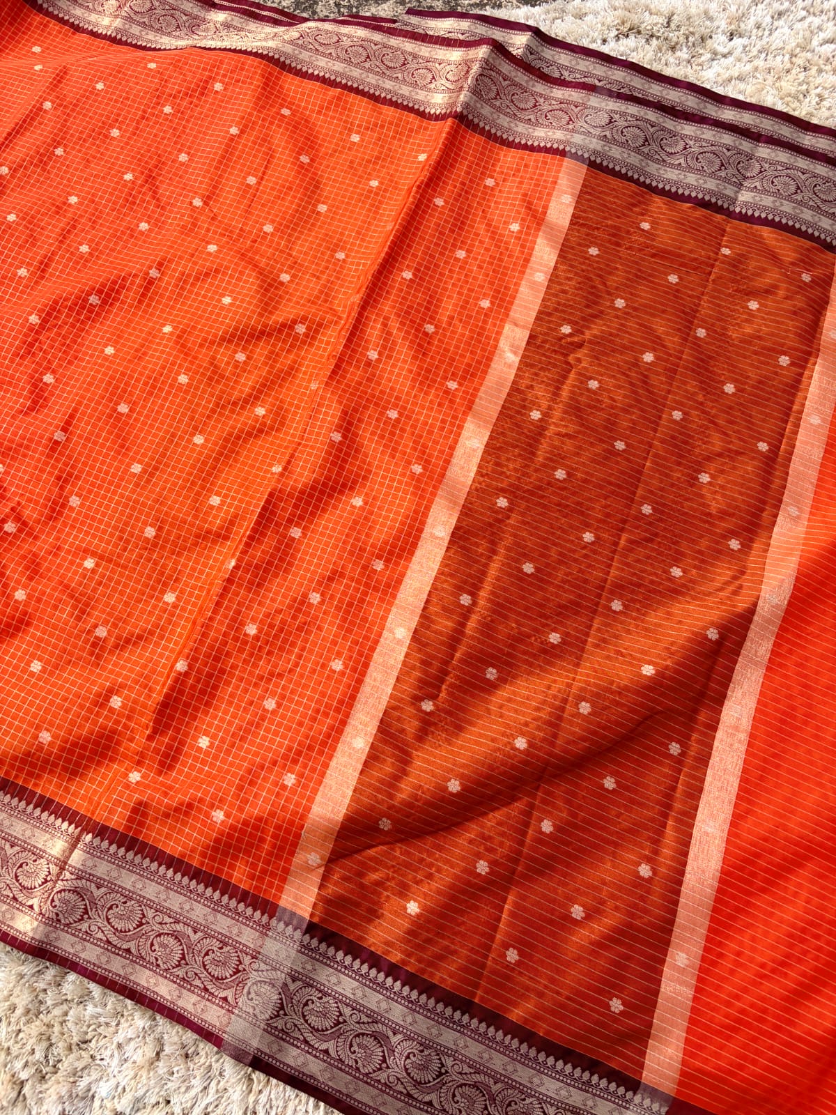 Sharada Orange Semi Gadwal Silk Saree