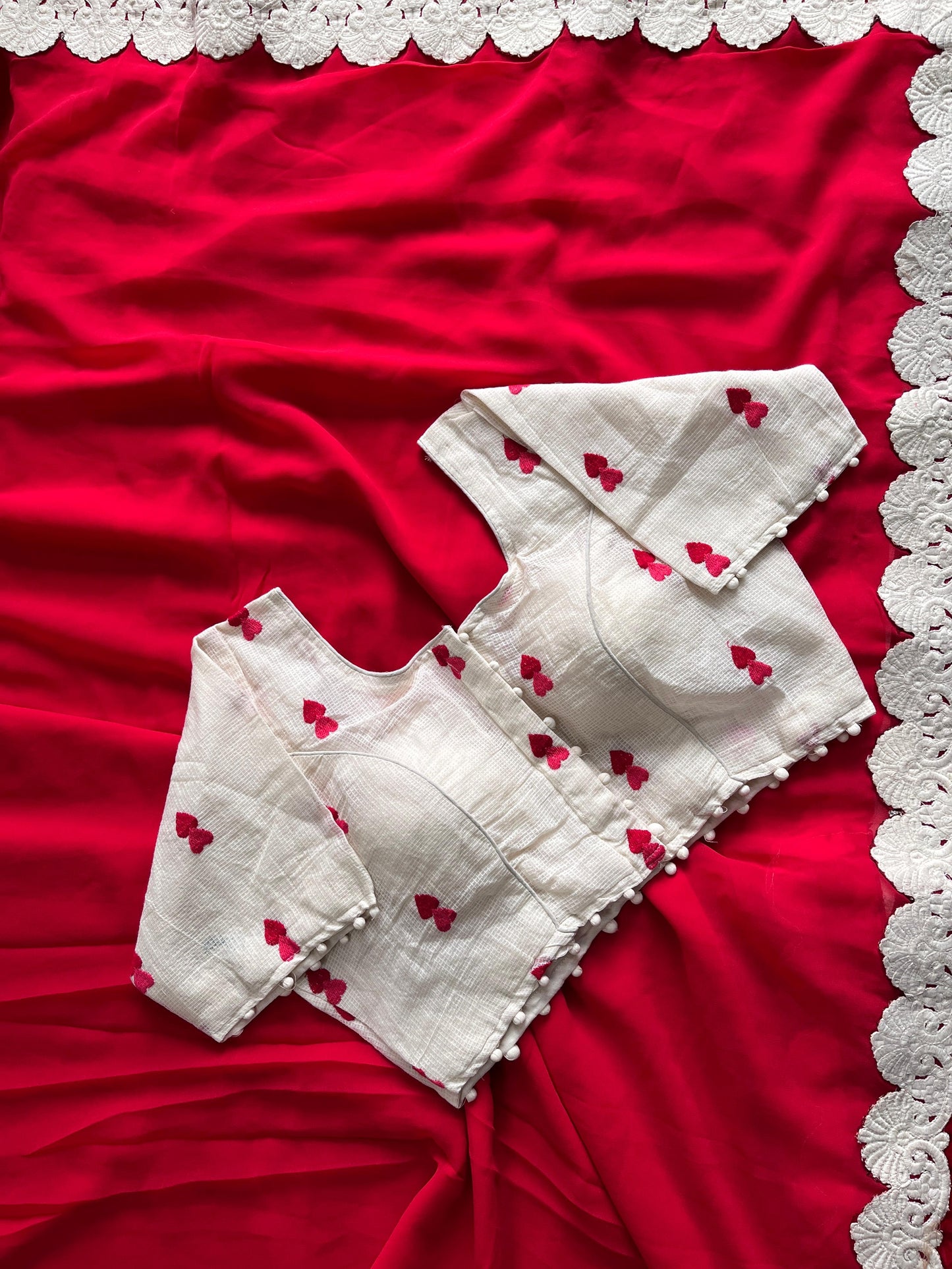 Preet Red Georgette Saree with Chikankari Embroidery