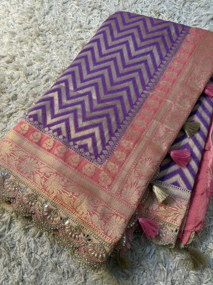 Saanvi Purple & Rose Katan Georgette Silk Saree