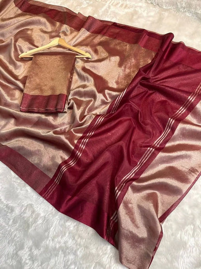 Zivaa Glass Tissue Silk Saree