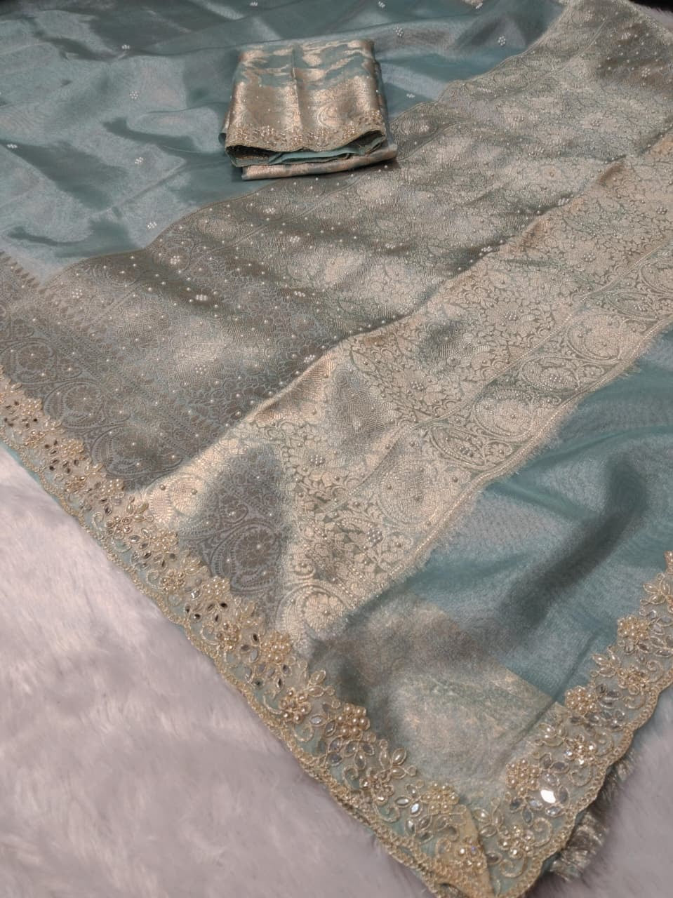 Nora Blue Tissue Silk Saree