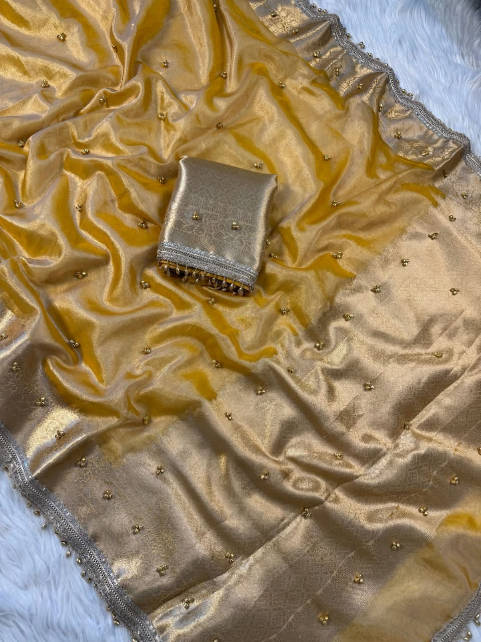 Kaya Ghungroo Yellow Tissue Silk Saree