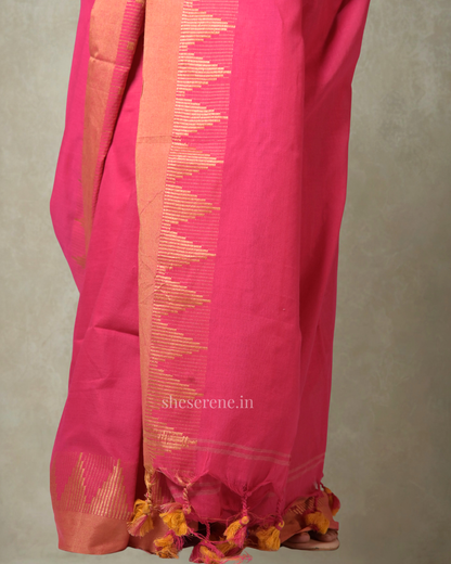 Mandira Pink Cotton Saree