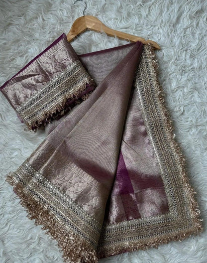 Noor Wine Tissue Silk Saree