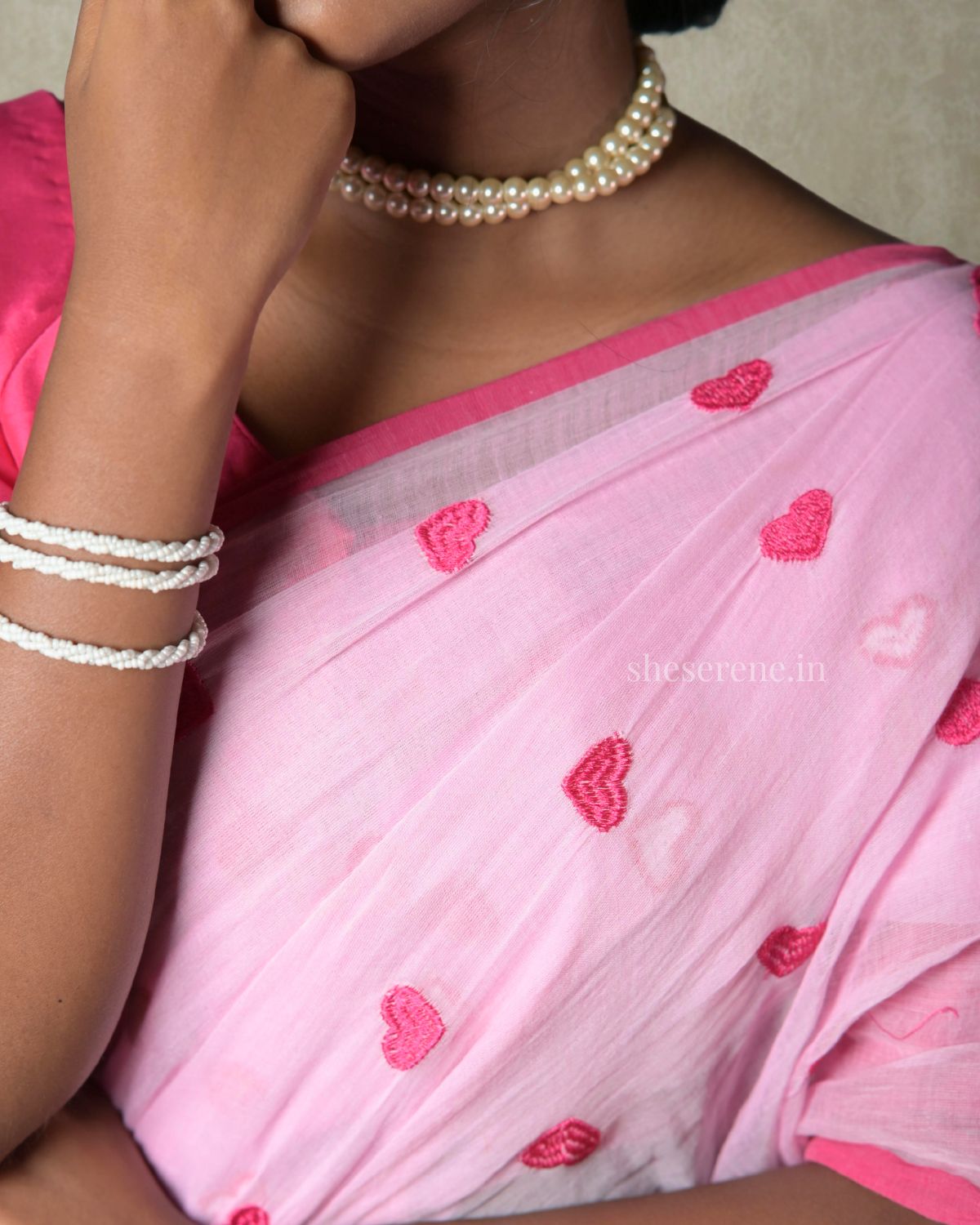 Ishq Pink Mul Cotton Saree