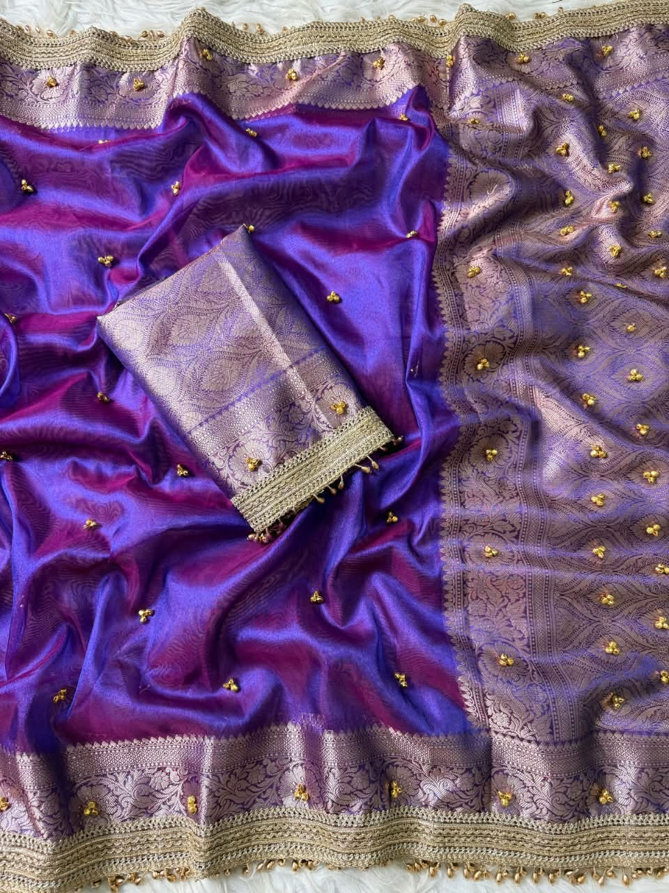 Kaya Ghungroo Violet Tissue Silk Saree