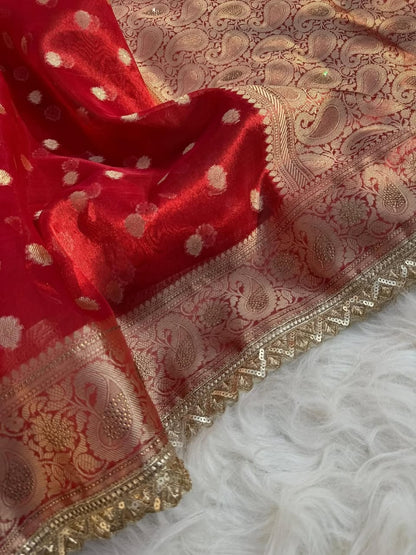 Arzoo Royal Red Tissue Silk Saree