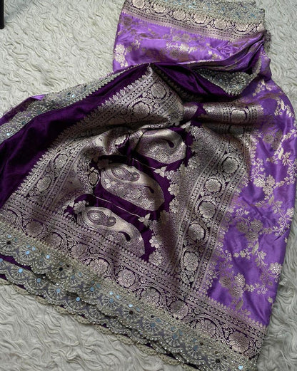 Aadhira Lavender Soft Mashru Katan Silk Saree