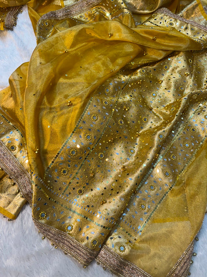 Jhanak Ghungroo Yellow Tissue Silk Saree