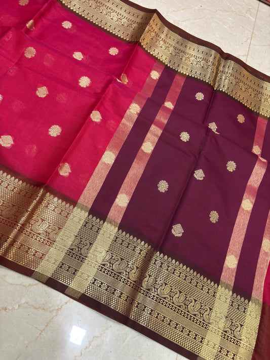Janaki Ruby Pink Semi Katan Silk Saree