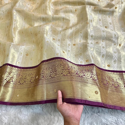 Sarika Ivory Cream Soft Kanchi Silk Saree