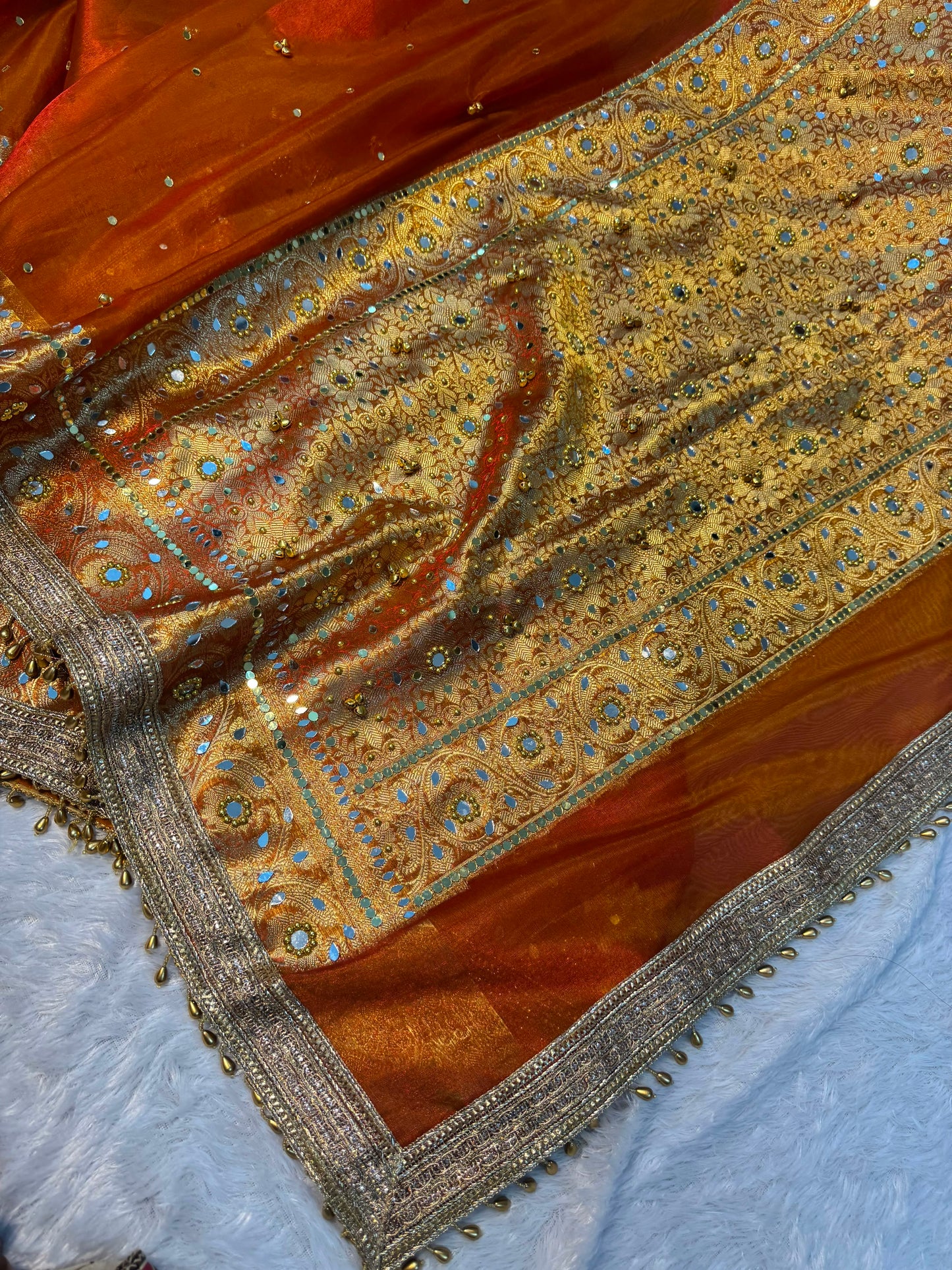 Jhanak Ghungroo Orange Tissue Silk Saree