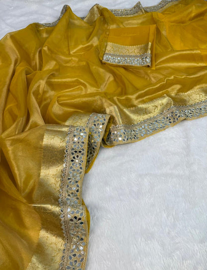 Noori Yellow Tissue Silk Saree
