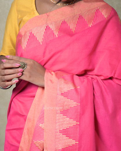Mandira Pink Cotton Saree